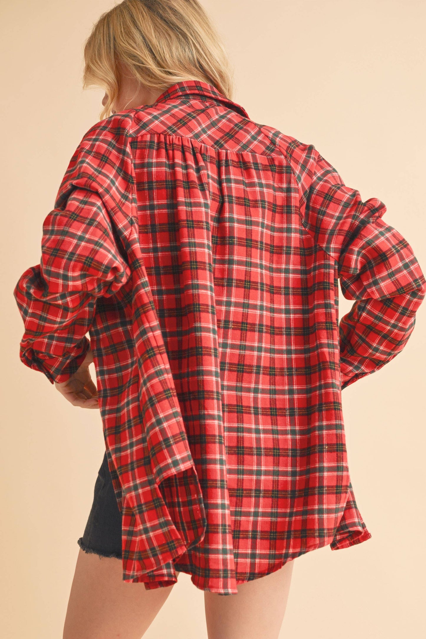 Red Black Plaid Flannel Shirt