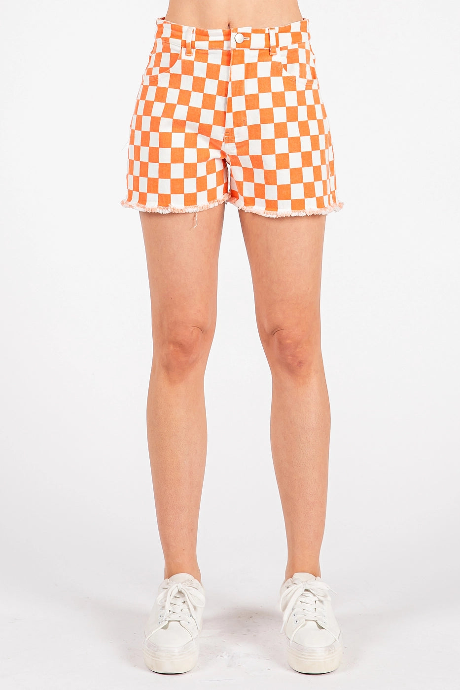 Orange Game Day Checkered Shorts