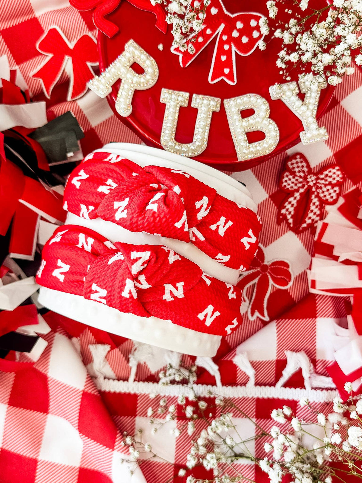 Red Nebraska Husker N Printed Headband
