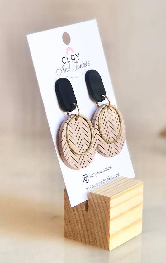 Neutral & Gold Dangle Earrings