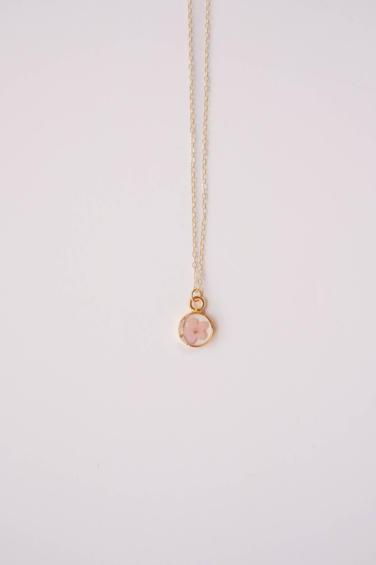 Round Forget Me Not Necklace: Pink