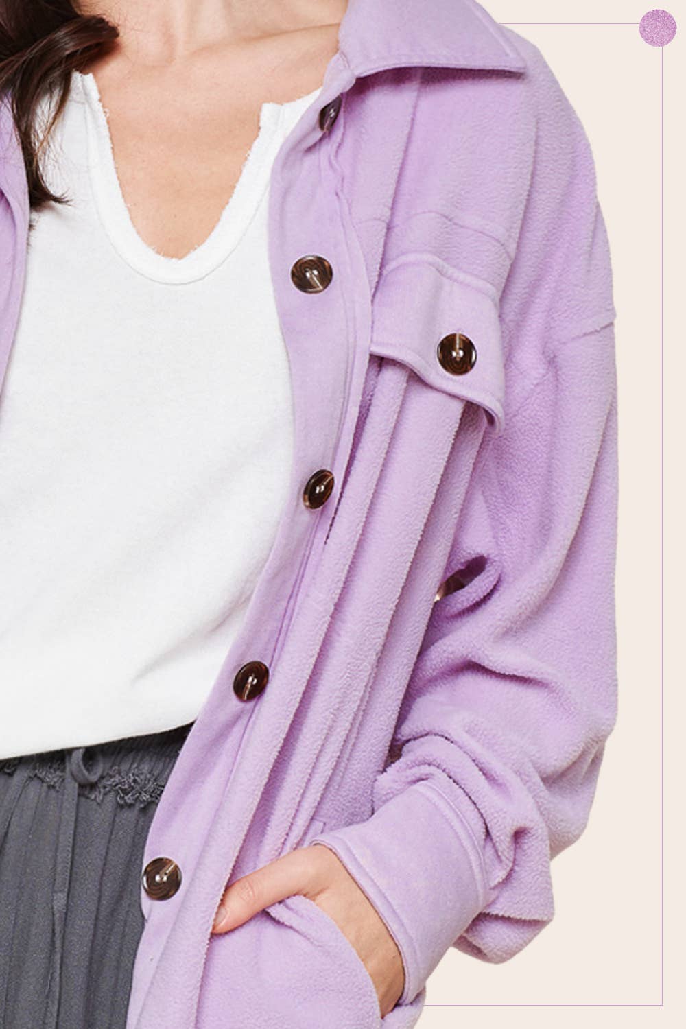 Lilac Oversized Fleece Shacket