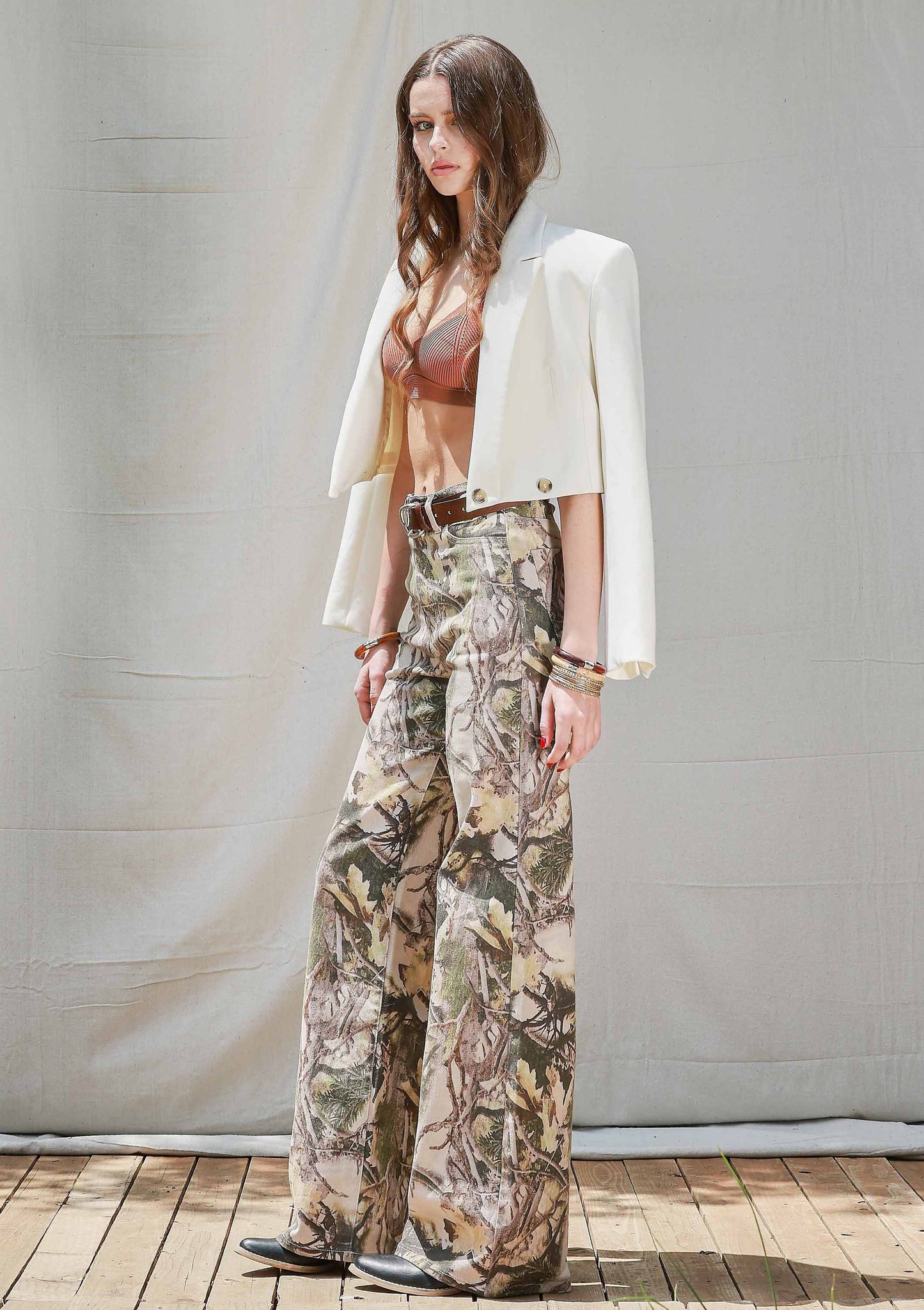 Camo Print Wide Leg Jeans