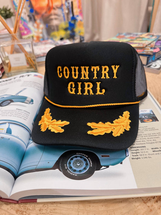 Country Girl Gold Leaf Embroidered Hat