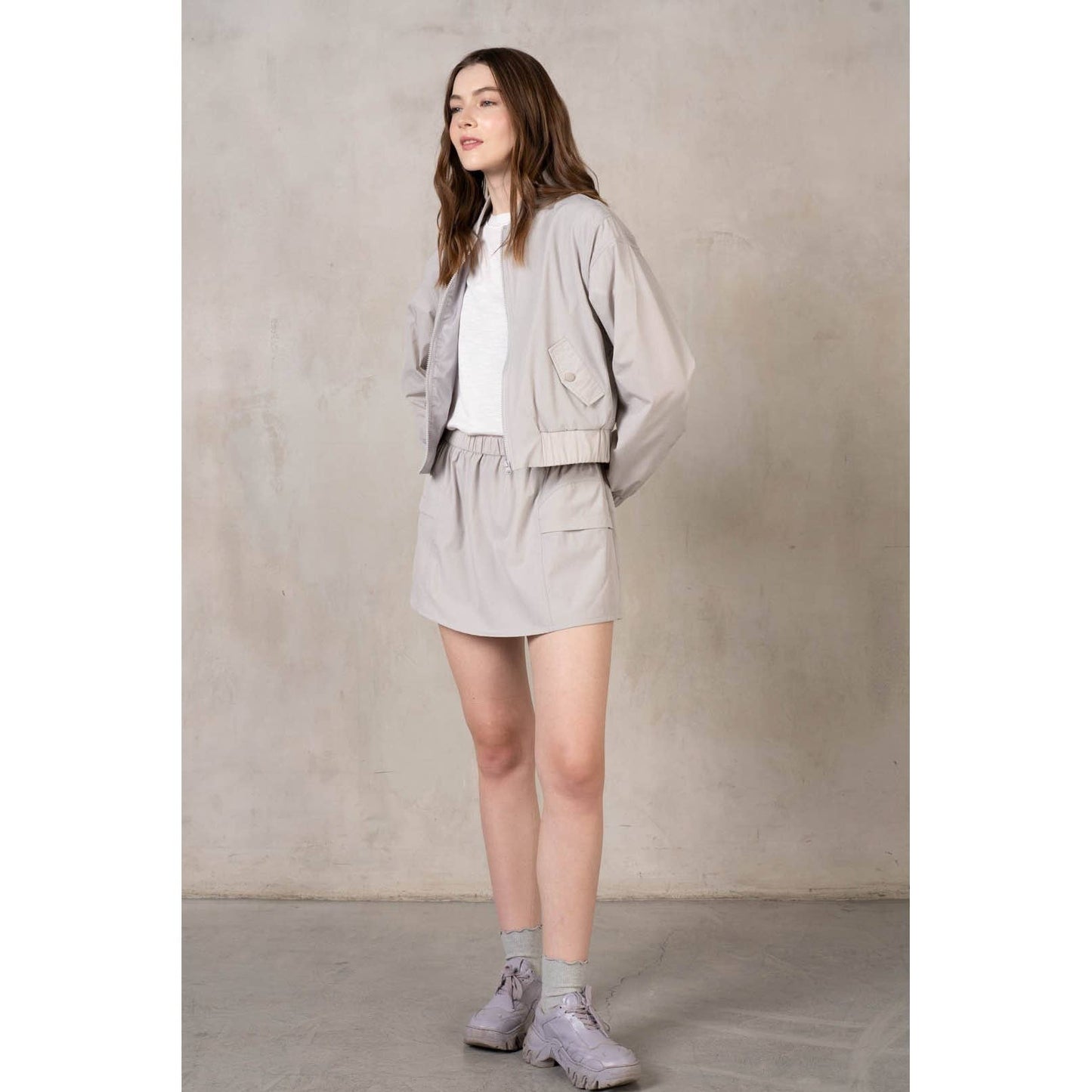 Stretch Woven Skort with Side Pockets