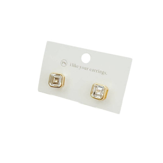 Bezel Diamond Stud Earrings