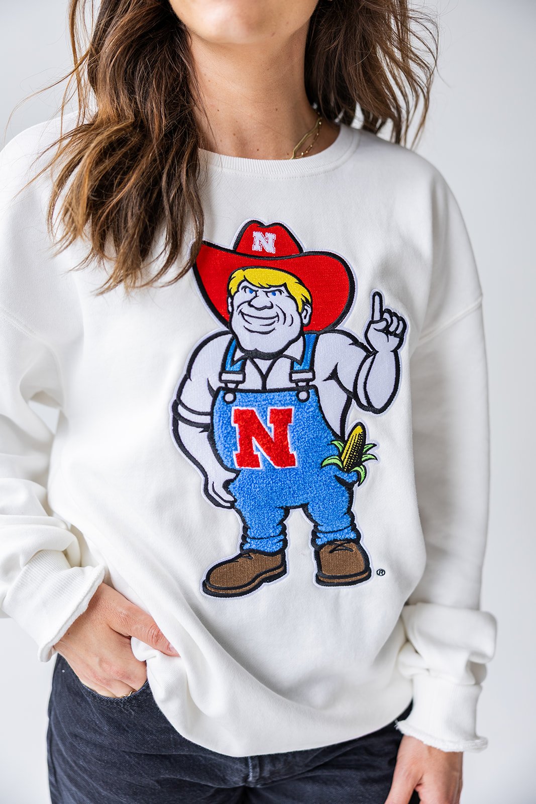 Herbie Husker Chenille Patch Sweatshirt