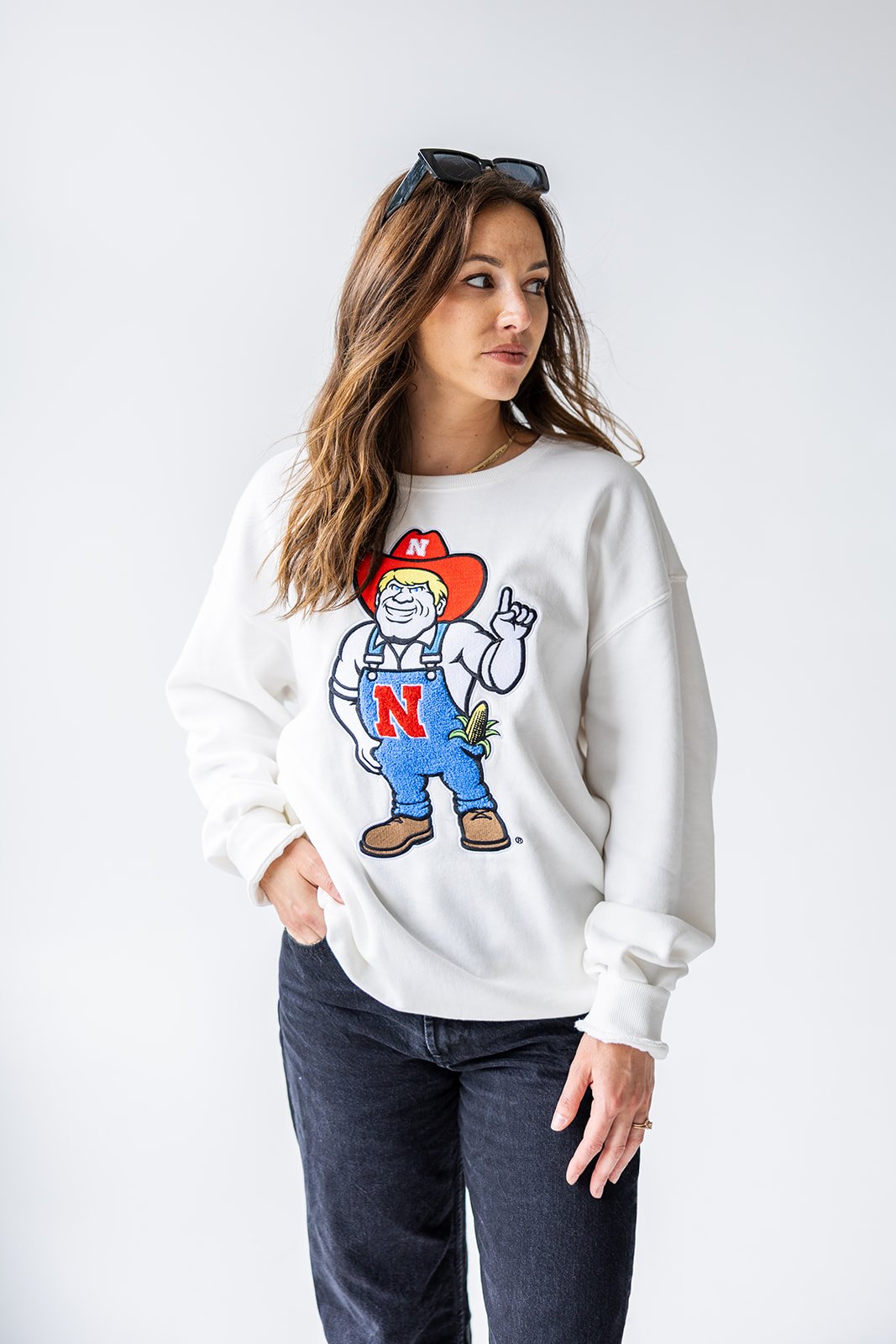 Herbie Husker Chenille Patch Sweatshirt