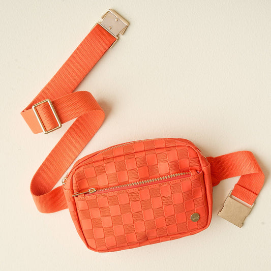 Orange Check Belt Bag