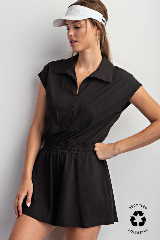 Short Sleeve Quarter Zip Romper