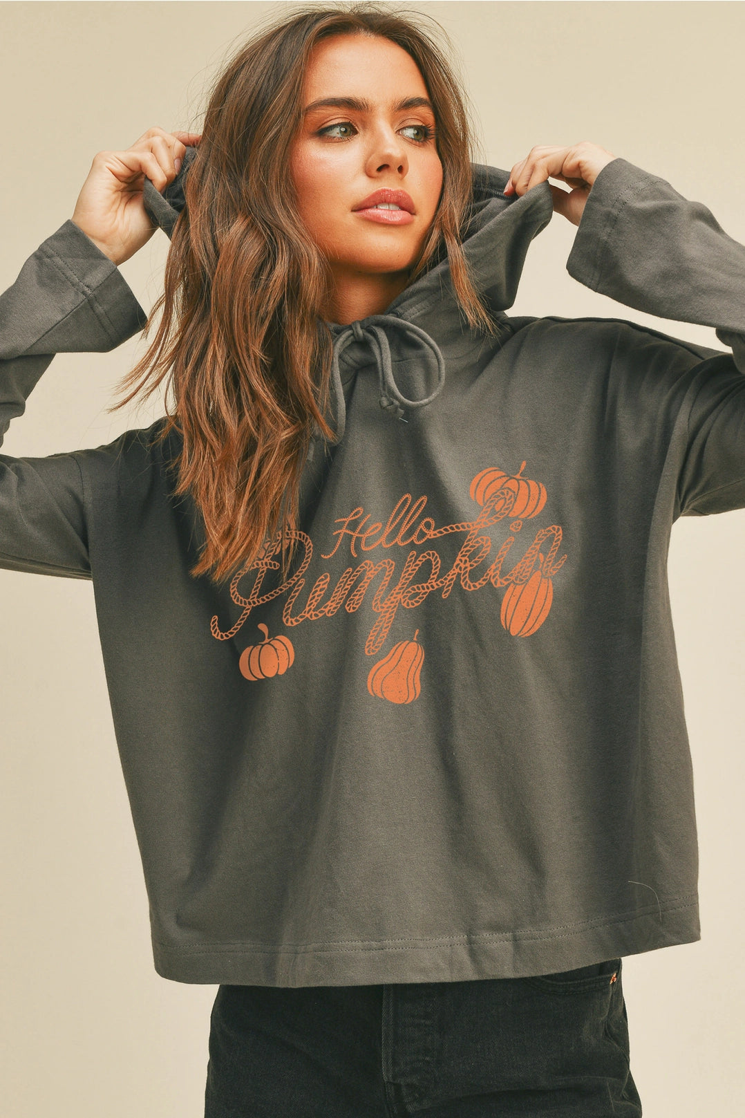 Hello Pumpkin Long Sleeve Hooded T-Shirt