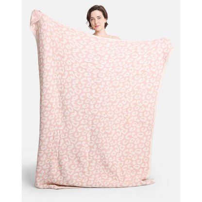 Leopard Patterned Reversible Throw Blanket: Pink