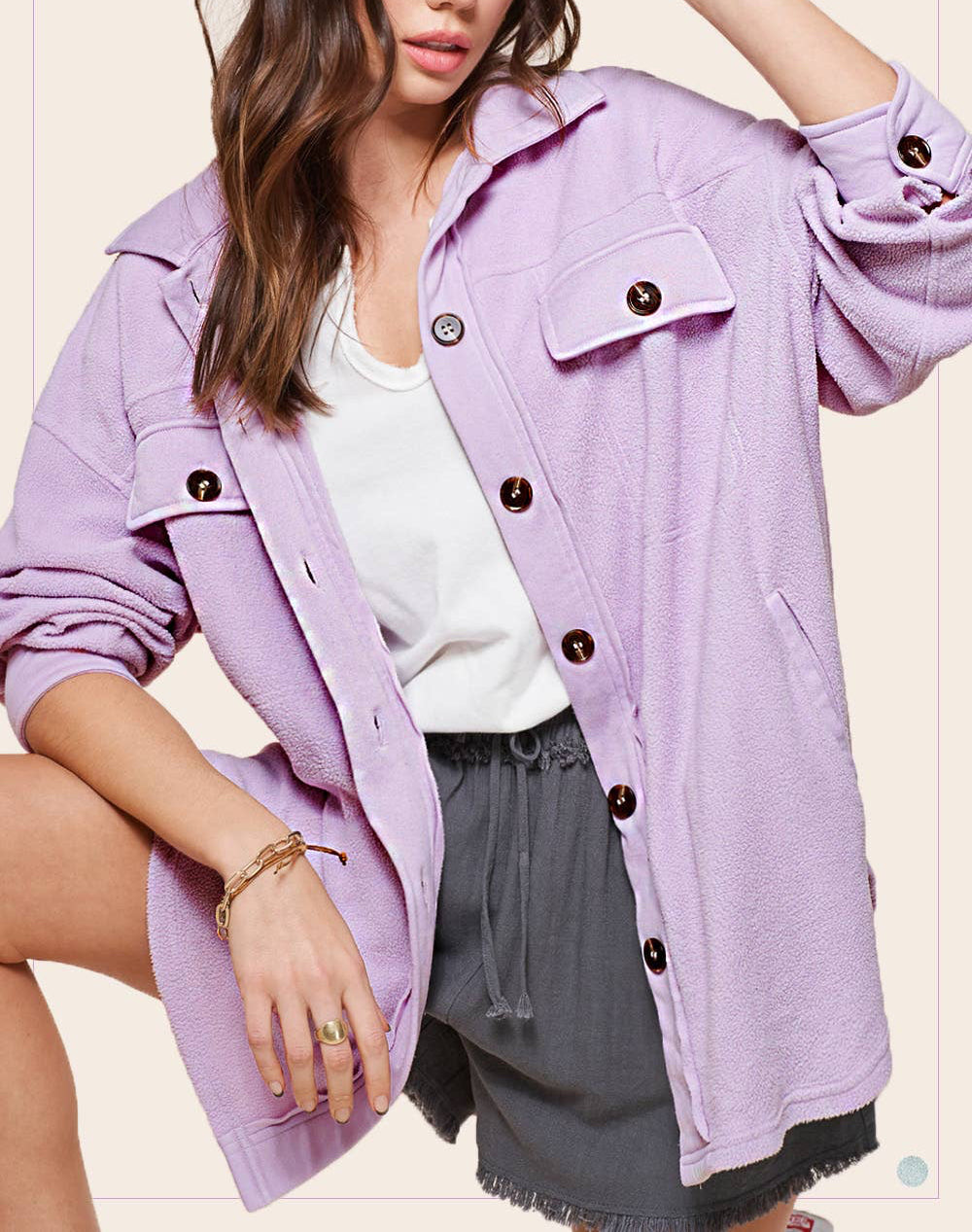 Lilac Oversized Fleece Shacket