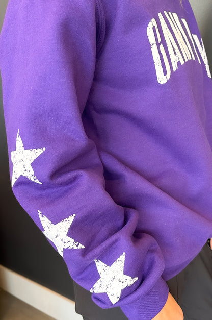 Purple Game Day Star Sleeves Sweatshirt