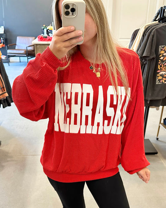 Nebraska Corded Crewneck Sweatshirt