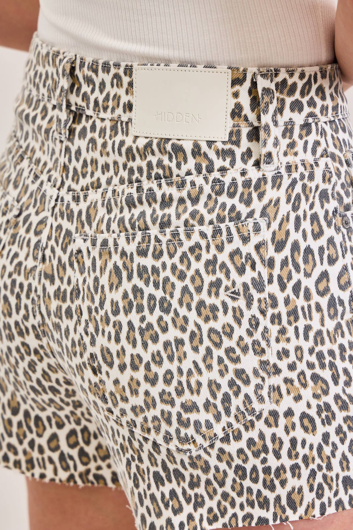 Leopard Print Denim 3" Inseam Shorts