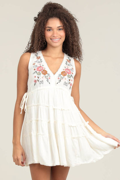 Floral Embroidered Boho Dress