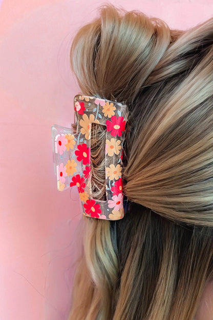 Floral Clear Claw Hair Clip