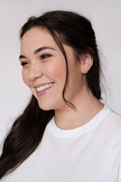 Clear Crystal Bow Stud Earrings