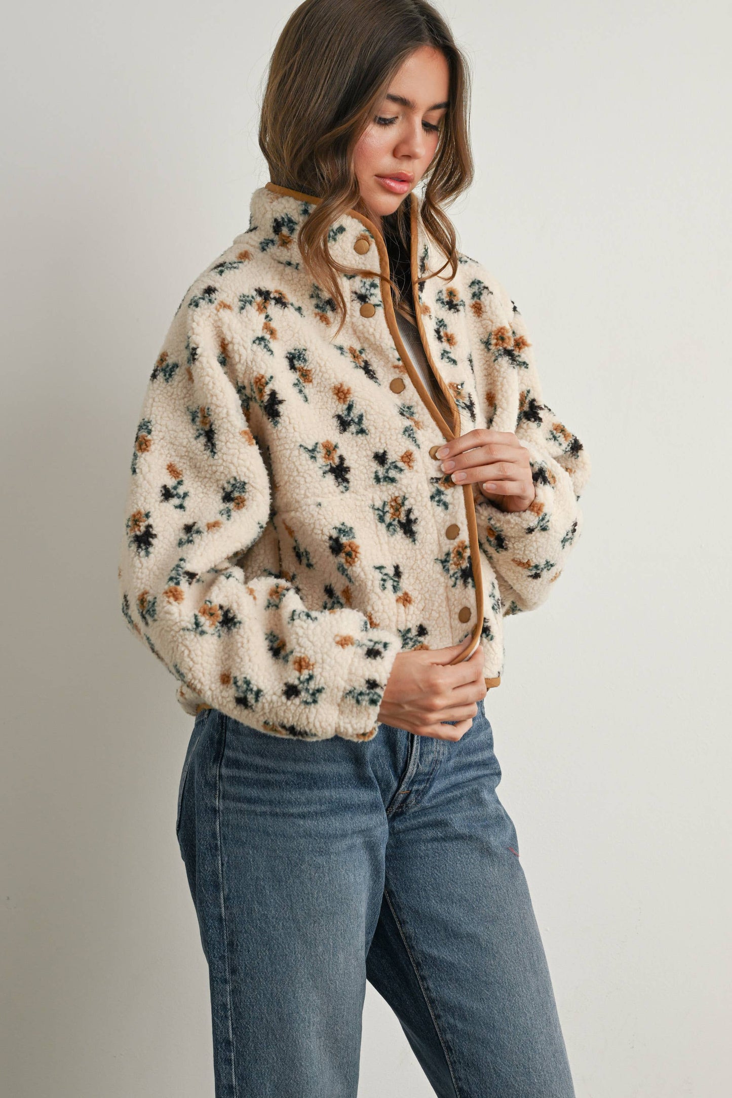 Floral Sherpa Fleece Jacket