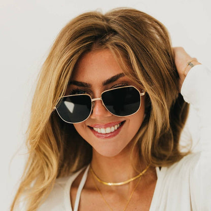 April Aviator Sunglasses: Gold/Green Lens