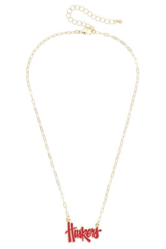 Nebraska Huskers Pave Outline Necklace