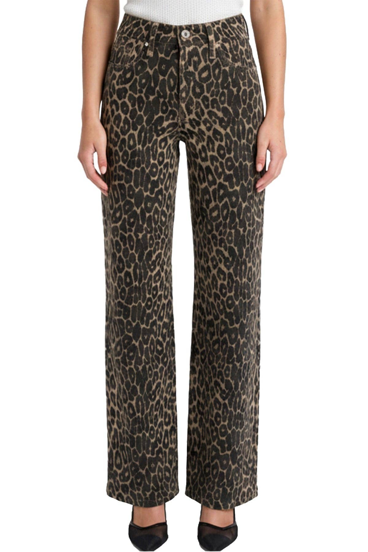 Chloe High Rise Leopard Wide Leg Jeans