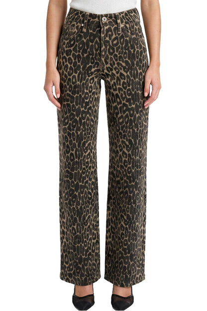 Chloe High Rise Leopard Wide Leg Jeans