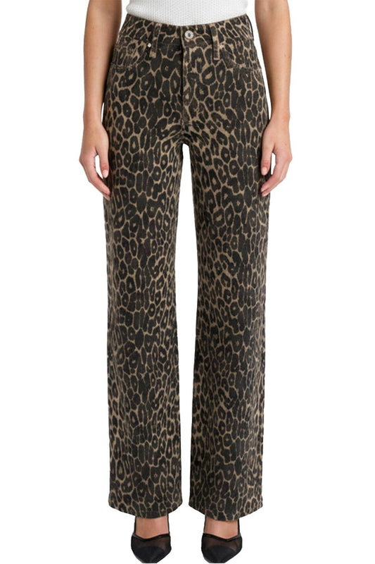 Chloe High Rise Leopard Wide Leg Jeans