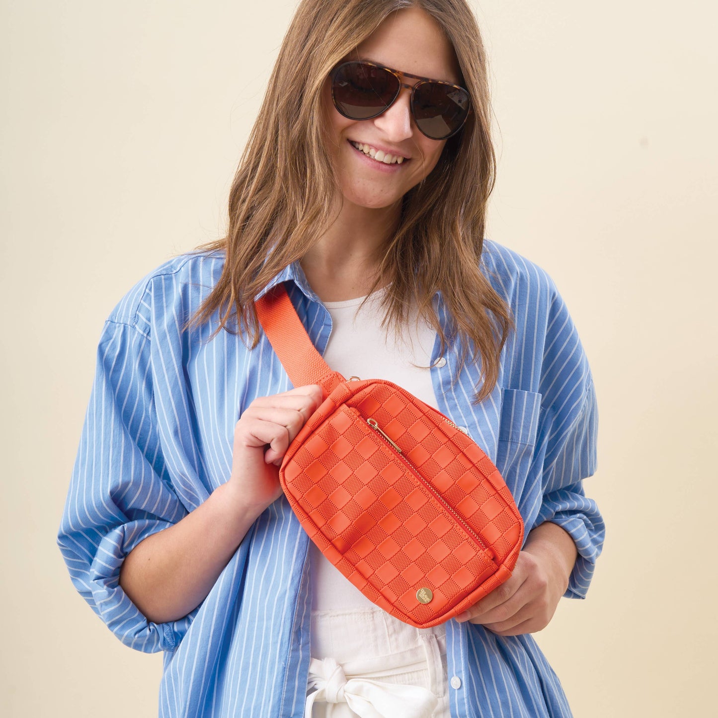 Orange Check Belt Bag