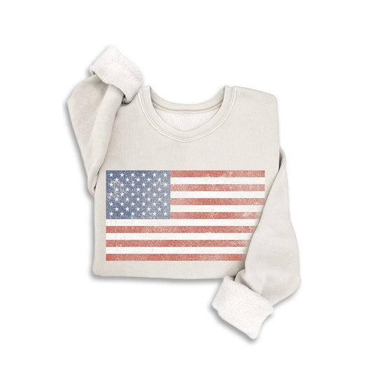 Vintage American Flag White Sweatshirt
