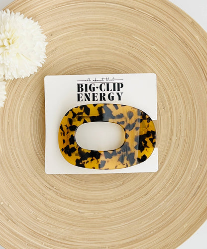 Large Flat Claw Clip: Brown Tortoise