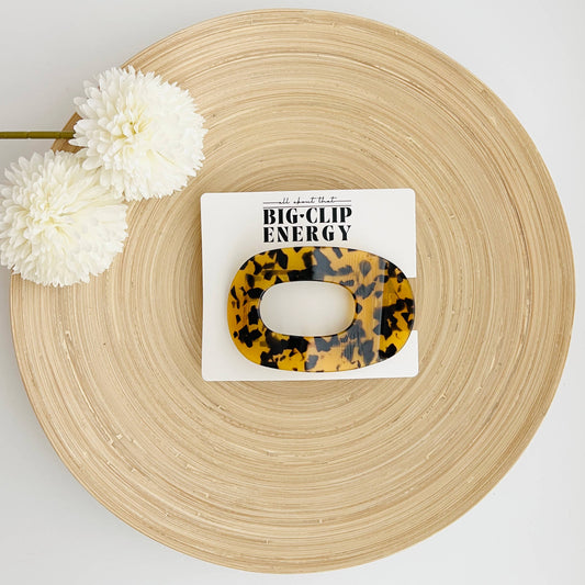 Large Flat Claw Clip: Brown Tortoise