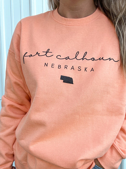 Fort Calhoun, Nebraska Script Sweatshirt