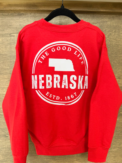 Toddler Nebraska The Good Life Red Crewneck Sweatshirt