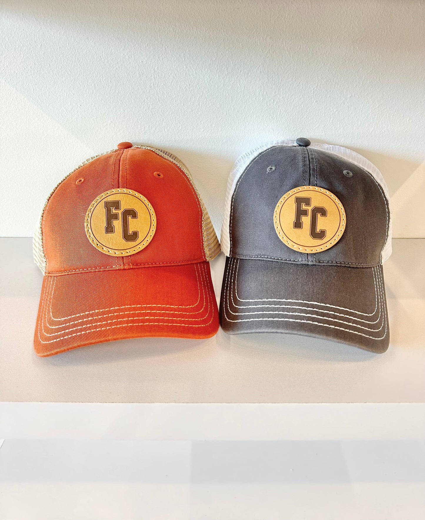 FC Circle Leather Patch Unstructured Trucker Hat