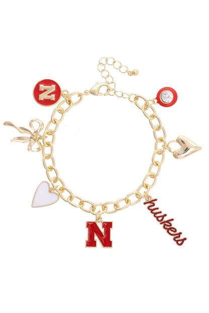 Nebraska Huskers Enamel Icons Charm Bracelet