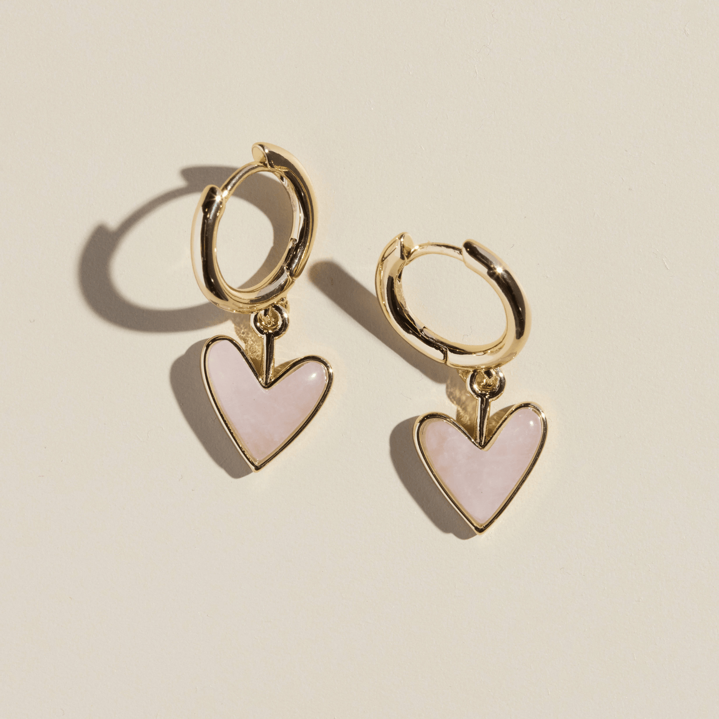 Rose Quartz Sweetheart Huggie Earrings
