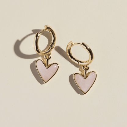 Rose Quartz Sweetheart Huggie Earrings
