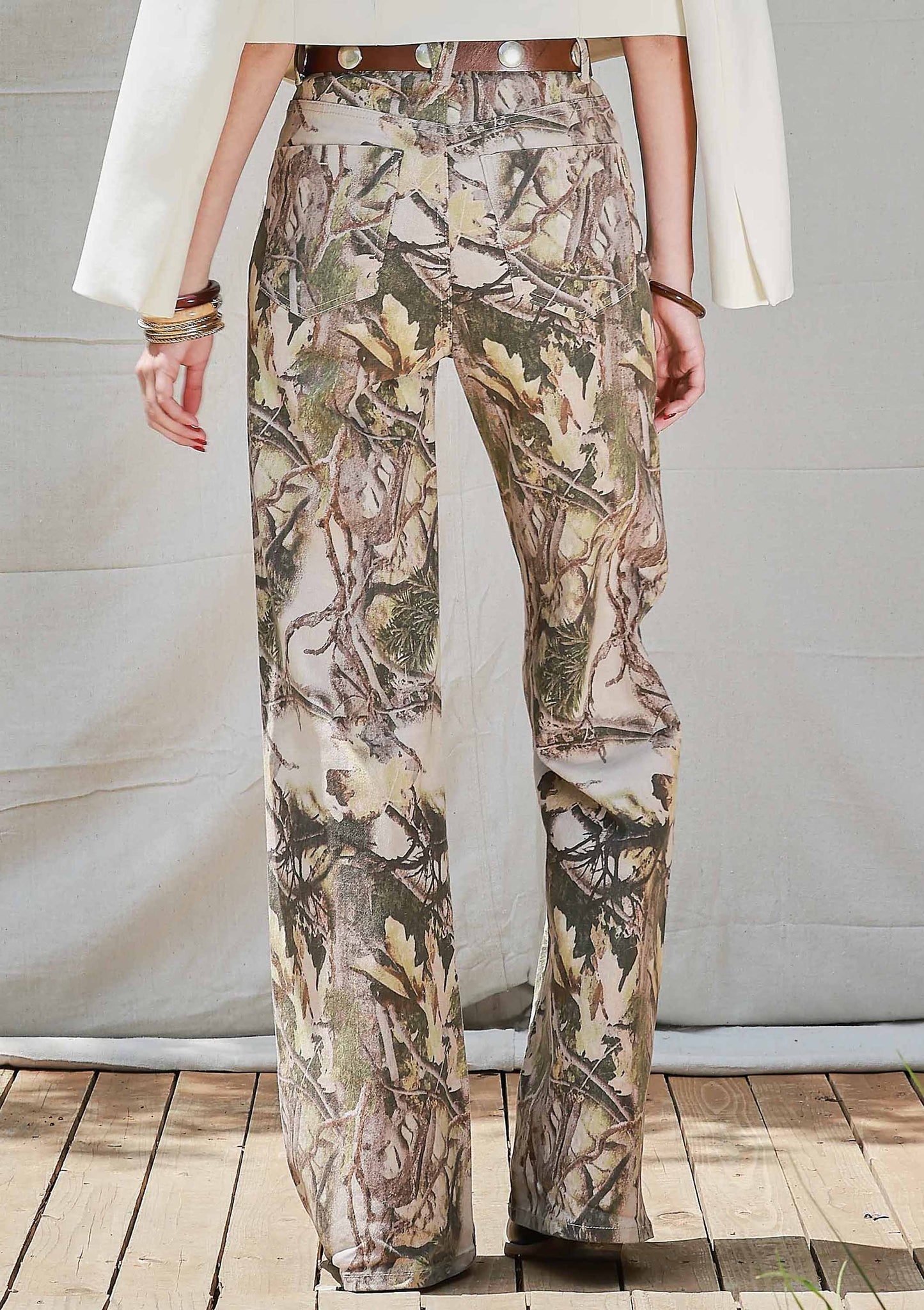 Camo Print Wide Leg Jeans