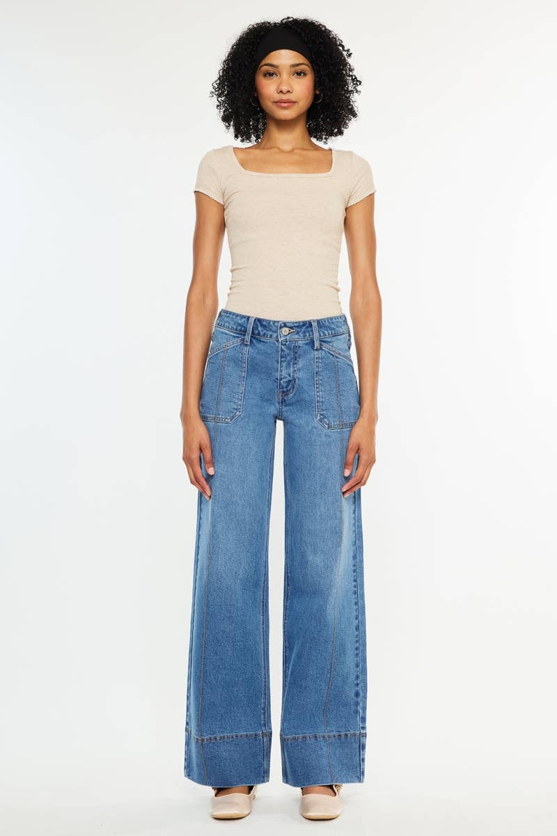 Mid Rise Wide Leg Jeans