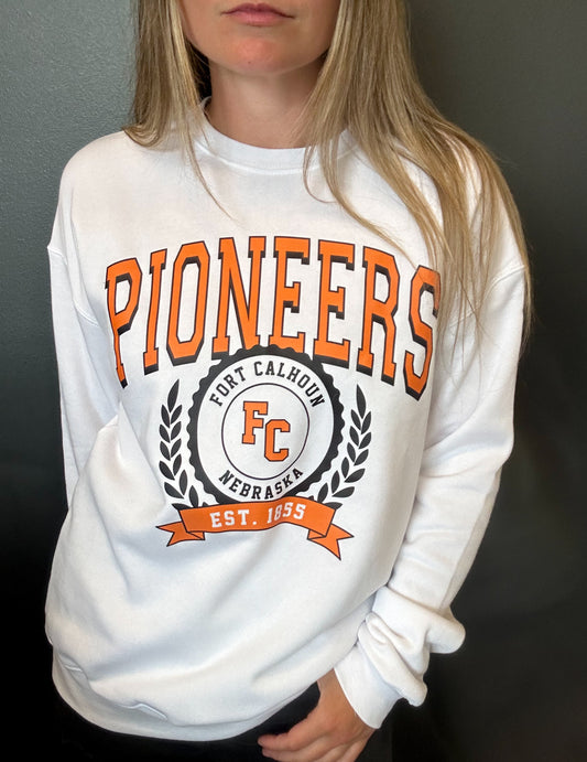 Pioneers Wreath White Crewneck Sweatshirt