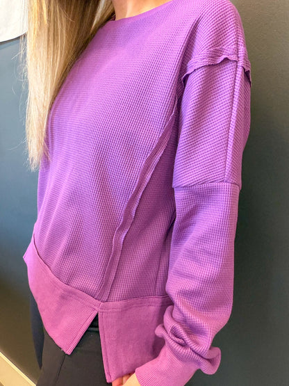 Waffle Drop Shoulder Top