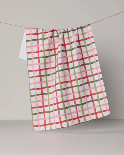 Geometry Festive Plaid Tea Towel - Holiday 2026