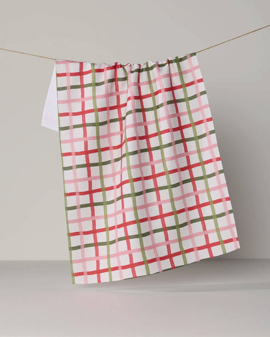 Geometry Festive Plaid Tea Towel - Holiday 2026