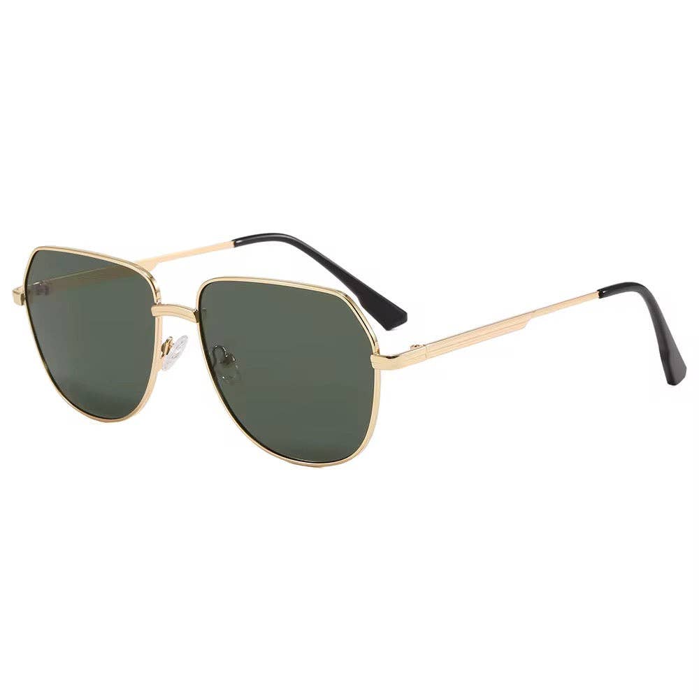 April Aviator Sunglasses: Gold/Green Lens