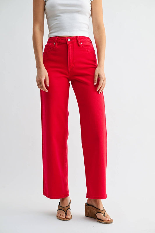 Red Vintage High Rise Straight Jeans