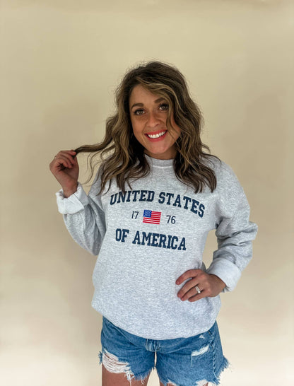 United States of America 1776 Embroidered Sweatshirt  