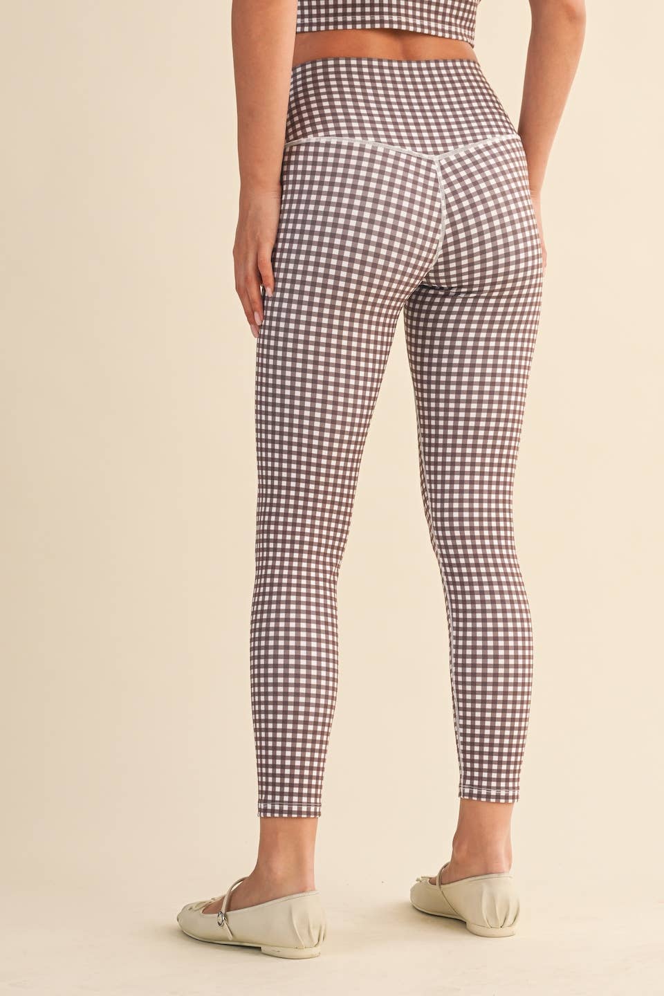 Black Gingham Print Aligned Performance High-Rise Leggings