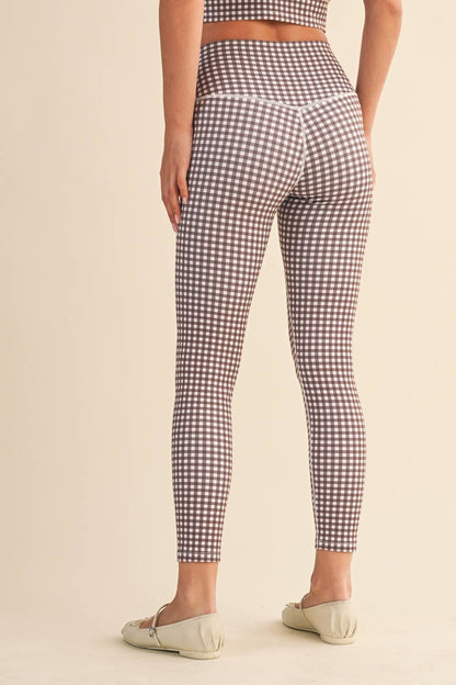 Black Gingham Print Aligned Performance High-Rise Leggings